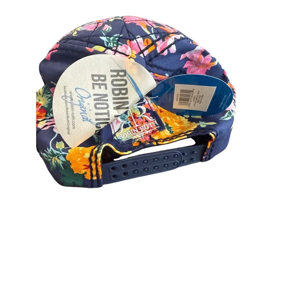 Robin Ruth New‎ York Floral Snapback Hat Navy Blue Quilted Embroidered Cap NWT